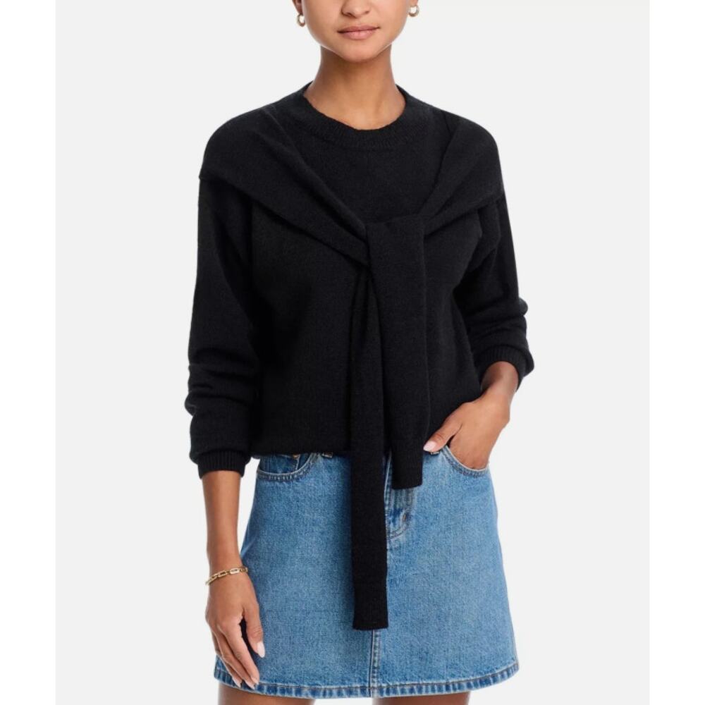 LINE & DOT WOMENS SIZE XSMALL DOUBLE LAYER SWEATER BLACK NEW